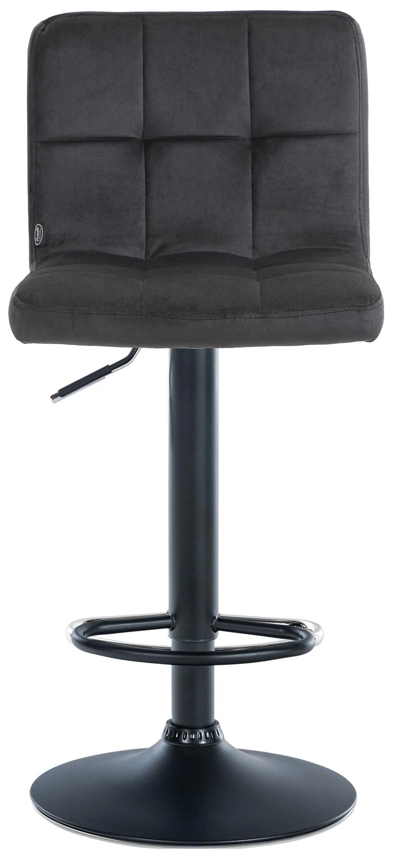 Lot de 2 tabourets de bar en velours noir avec coutures décoratives pied en trompette métal noir 10_0004399