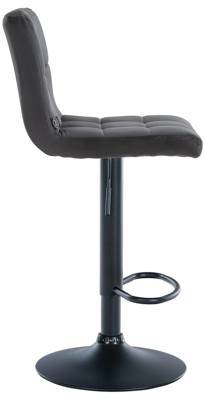Lot de 2 tabourets de bar en velours noir avec coutures décoratives pied en trompette métal noir 10_0004399
