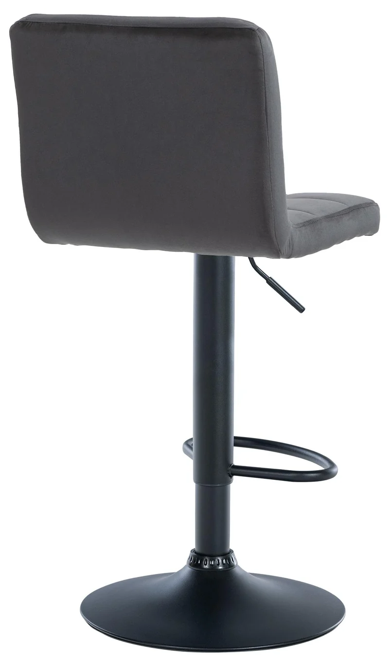 Lot de 2 tabourets de bar en velours noir avec coutures décoratives pied en trompette métal noir 10_0004399