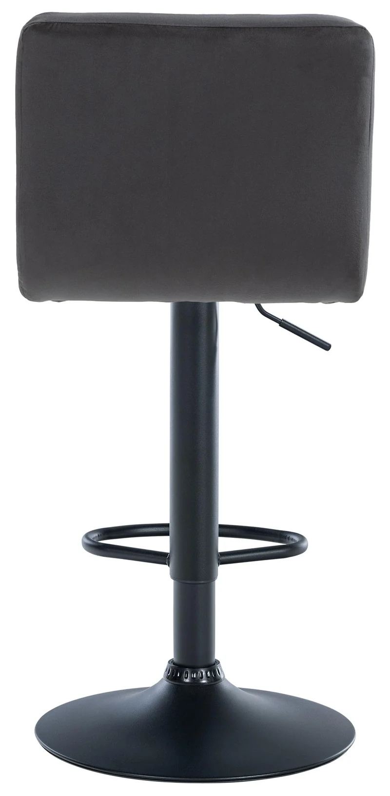 Lot de 2 tabourets de bar en velours noir avec coutures décoratives pied en trompette métal noir 10_0004399