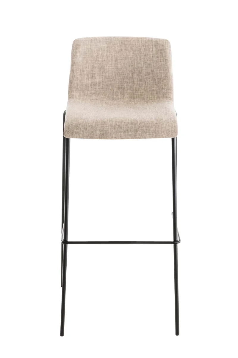 Tabouret de bar x1 design moderne empilable assise en tissu crème et 4 pieds métal noir 10_0004954