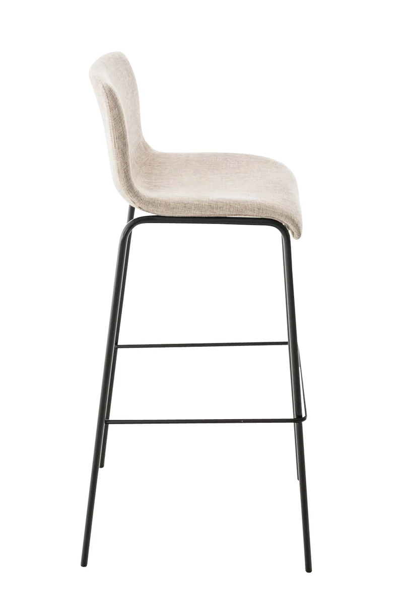 Tabouret de bar x1 design moderne empilable assise en tissu crème et 4 pieds métal noir 10_0004954