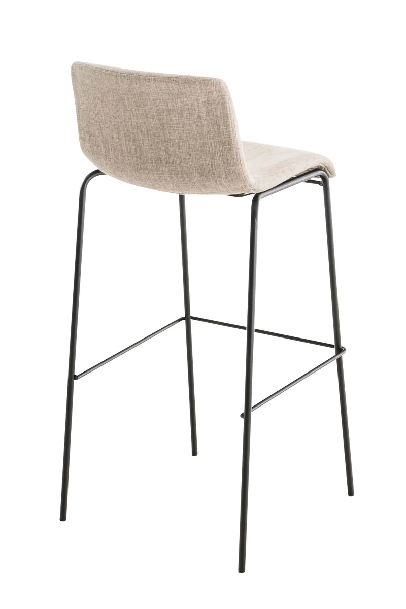 Tabouret de bar x1 design moderne empilable assise en tissu crème et 4 pieds métal noir 10_0004954