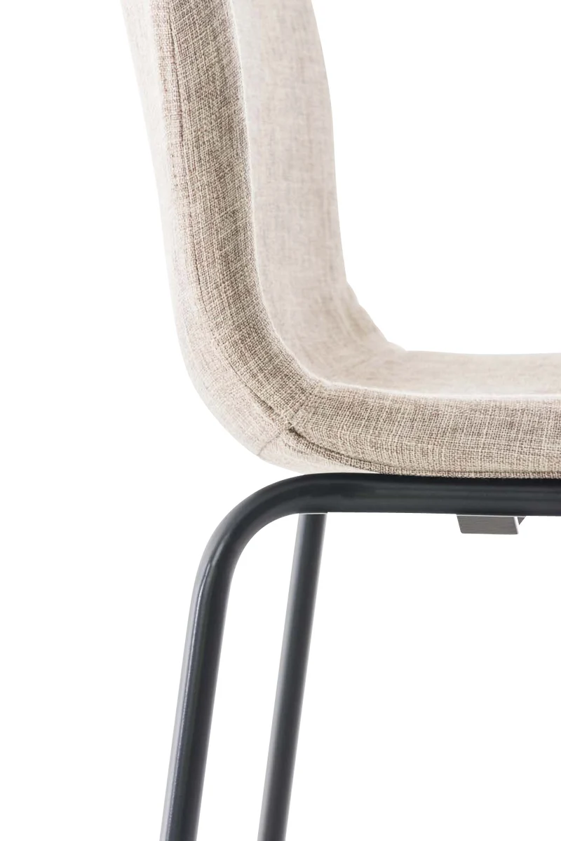 Tabouret de bar x1 design moderne empilable assise en tissu crème et 4 pieds métal noir 10_0004954