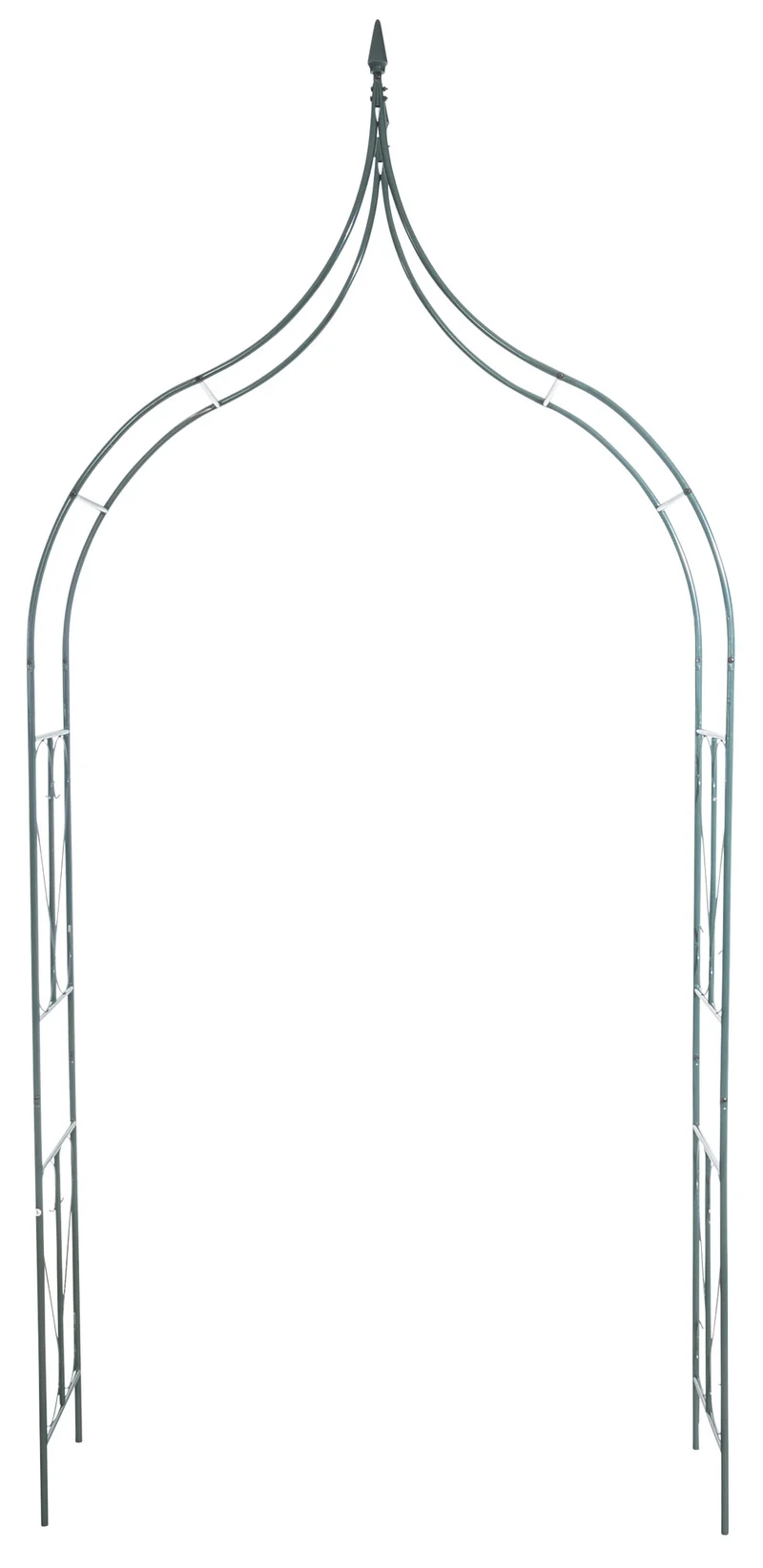 Arche à rosiers support pour plantes grimpantes décoration jardin 215x37 cm en métal vert 10_0003860