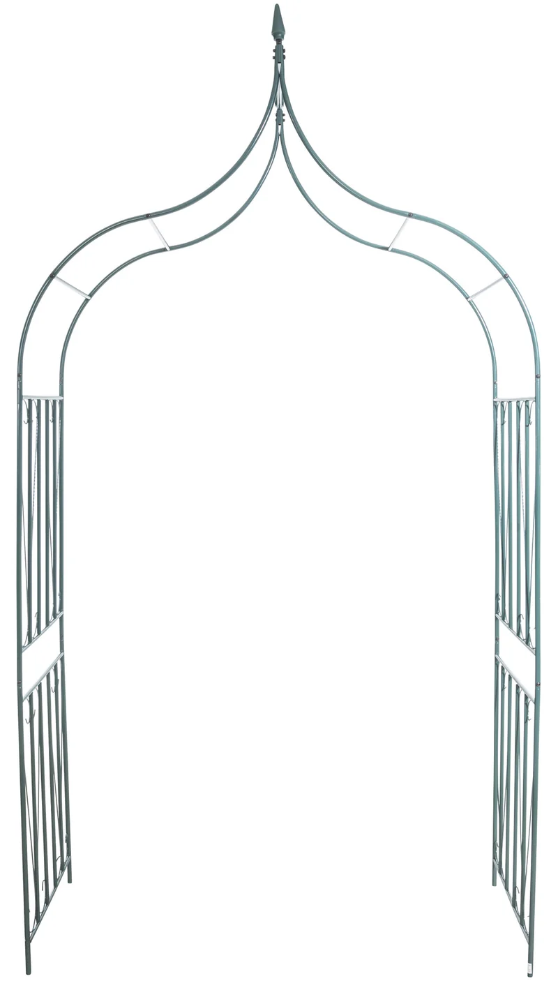 Arche à rosiers support pour plantes grimpantes décoration jardin 215x140 cm en métal vert 10_0003861