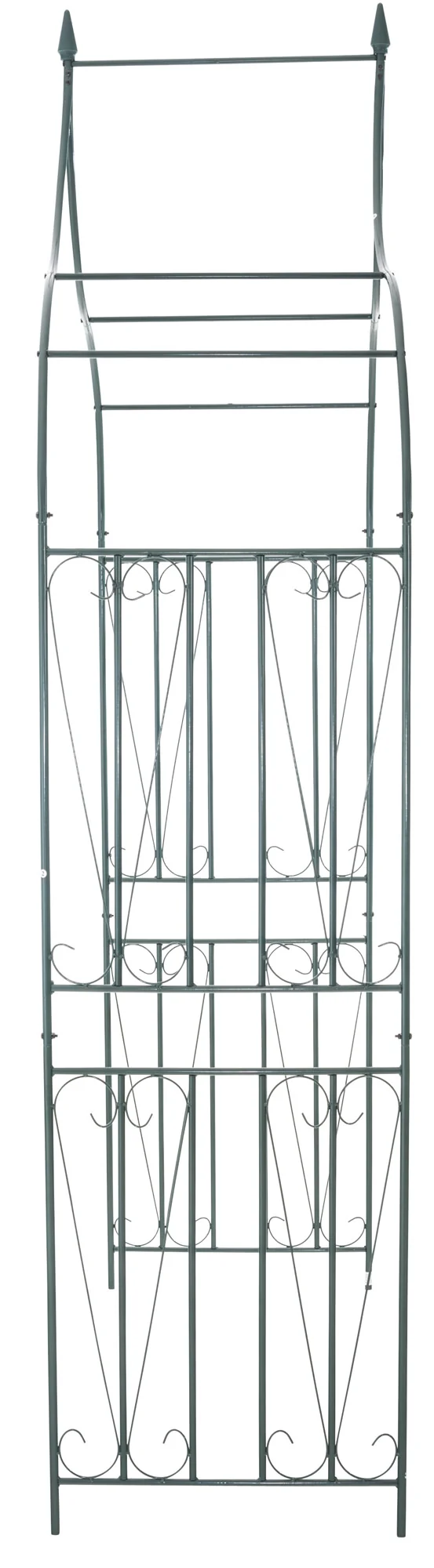 Arche à rosiers support pour plantes grimpantes décoration jardin 215x140 cm en métal vert 10_0003861