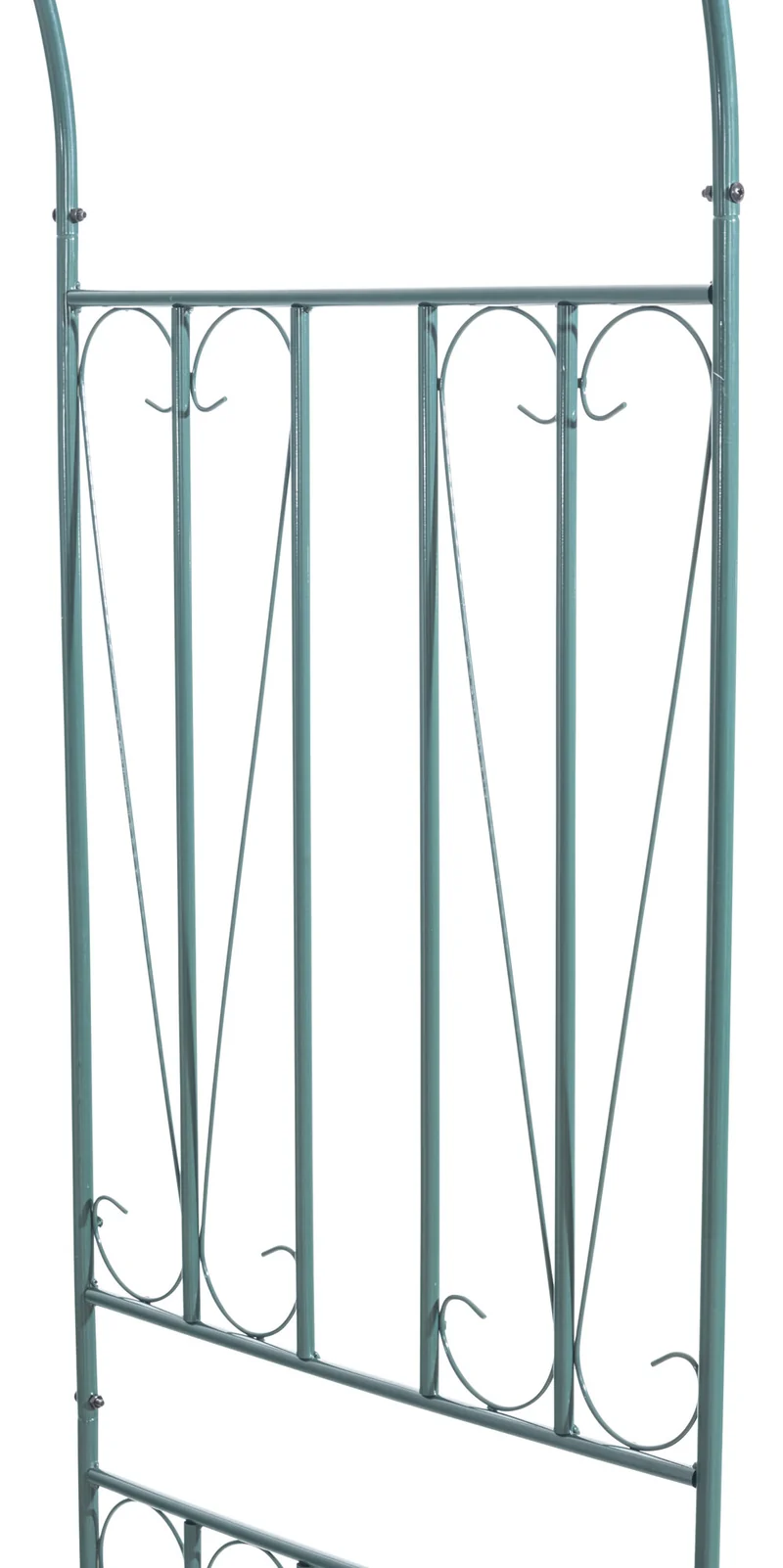 Arche à rosiers support pour plantes grimpantes décoration jardin 215x140 cm en métal vert 10_0003861