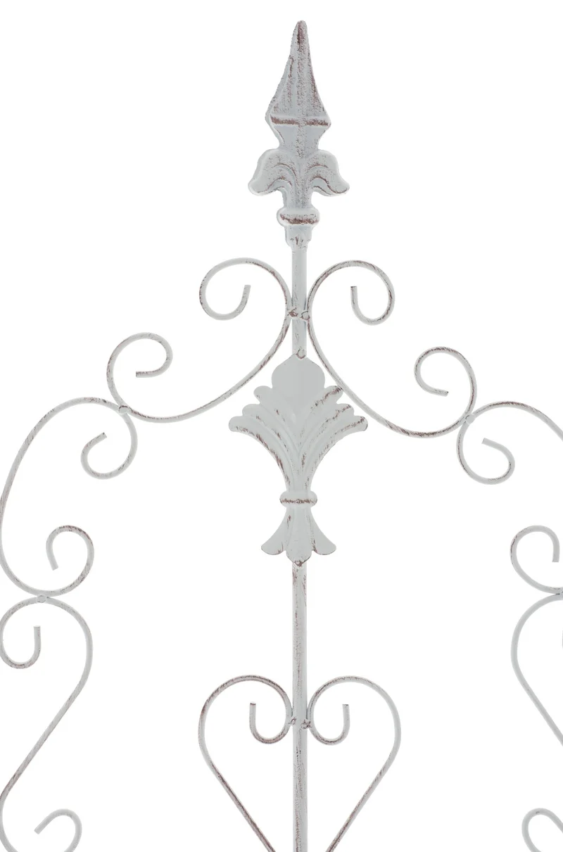 Lot de 2 treillis de jardin support pour plantes grimpantes 122x35 cm en métal blanc vieilli 10_0003826