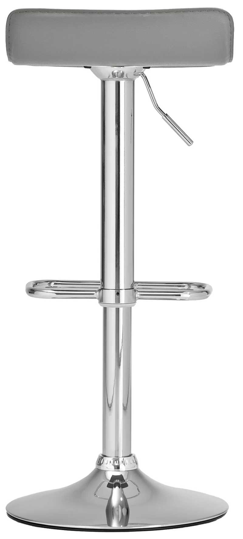 Tabouret de bar x1 avec repose-pieds siège pivotant à 360° design simple PVC gris et métal chromé 10_0004802