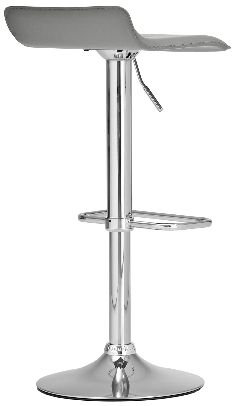 Tabouret de bar x1 avec repose-pieds siège pivotant à 360° design simple PVC gris et métal chromé 10_0004802
