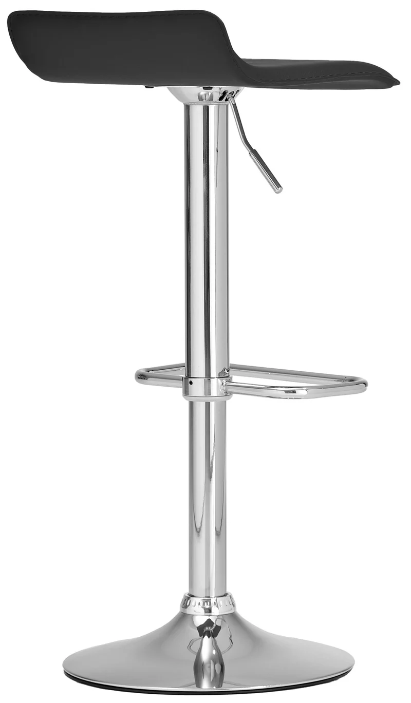 Tabouret de bar x1 avec repose-pieds siège pivotant à 360° design simple PVC noir et métal chromé 10_0004797