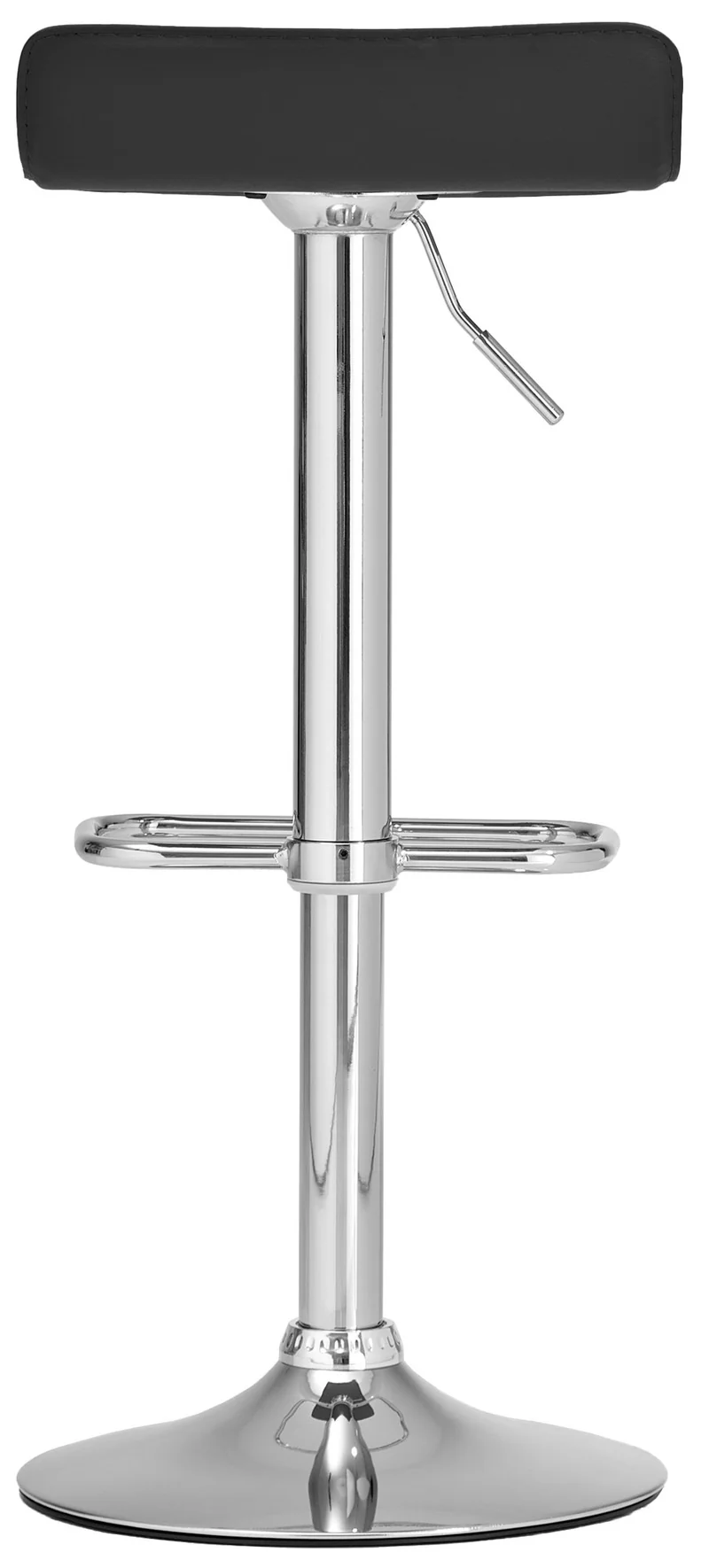 Tabouret de bar x1 avec repose-pieds siège pivotant à 360° design simple PVC noir et métal chromé 10_0004797