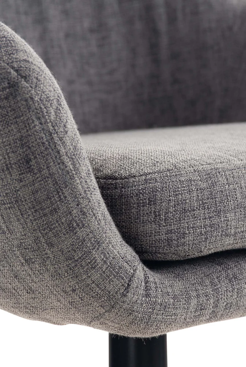 Tabouret de bar lounge x1 design scandinave assise en tissu gris clair pieds en bois repose-pieds en métal 10_0004924