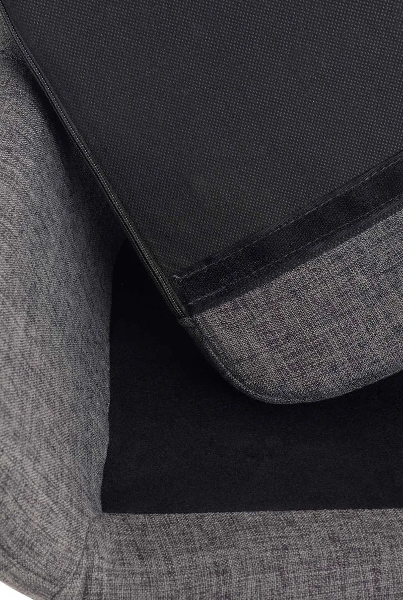 Tabouret de bar lounge x1 design scandinave assise en tissu gris clair pieds en bois repose-pieds en métal 10_0004924
