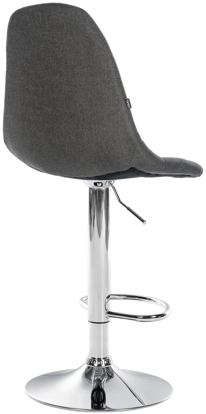 Tabouret de bar x1 avec repose-pieds hauteur réglable pivotant assise en tissu gris foncé cadre métallique chromé 10_0004845