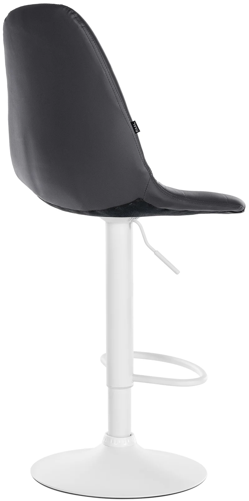 Tabouret de bar x1 avec repose-pieds hauteur réglable pivotant assise en PVC noir cadre métallique blanc 10_0004834