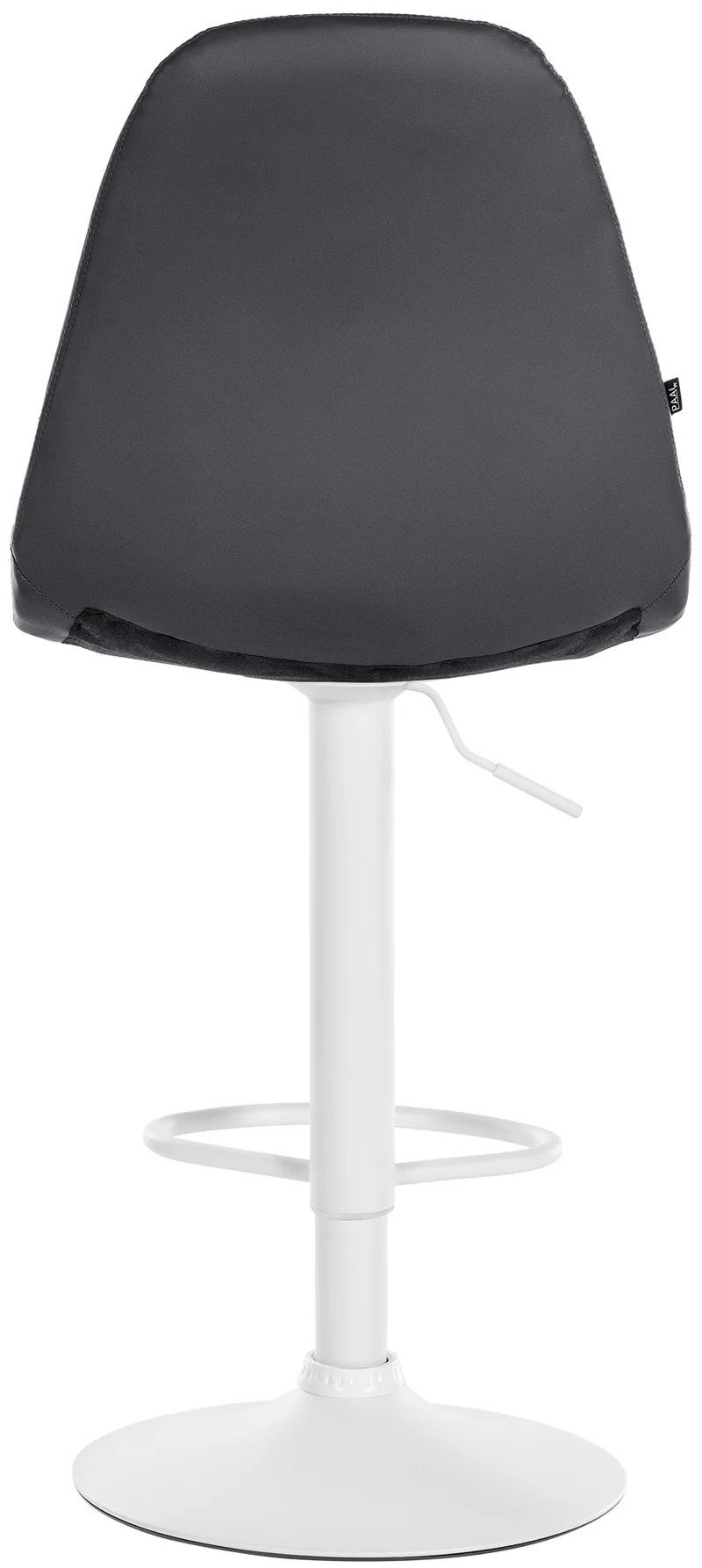 Tabouret de bar x1 avec repose-pieds hauteur réglable pivotant assise en PVC noir cadre métallique blanc 10_0004834