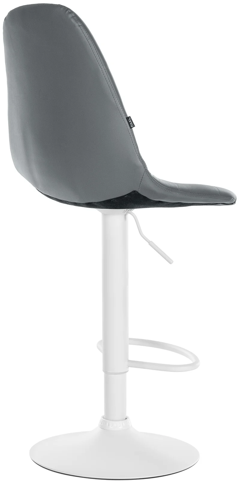 Tabouret de bar x1 avec repose-pieds hauteur réglable pivotant assise en PVC gris cadre métallique blanc 10_0004831
