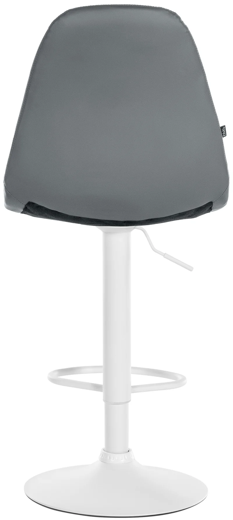 Tabouret de bar x1 avec repose-pieds hauteur réglable pivotant assise en PVC gris cadre métallique blanc 10_0004831