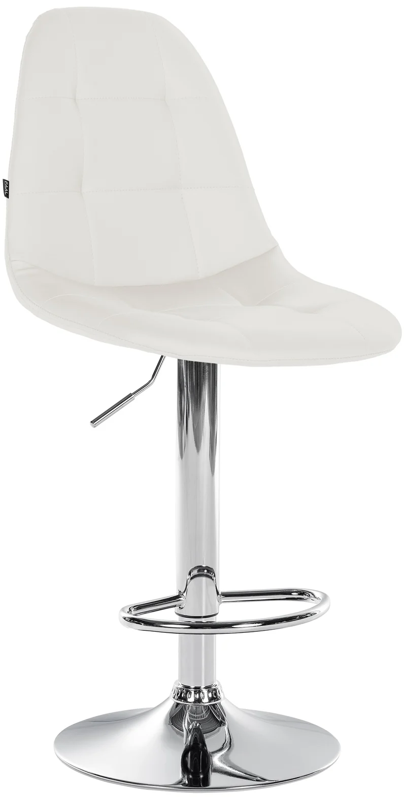 Tabouret de bar x1 avec repose-pieds hauteur réglable pivotant assise en PVC blanc cadre métallique chromé 10_0004827