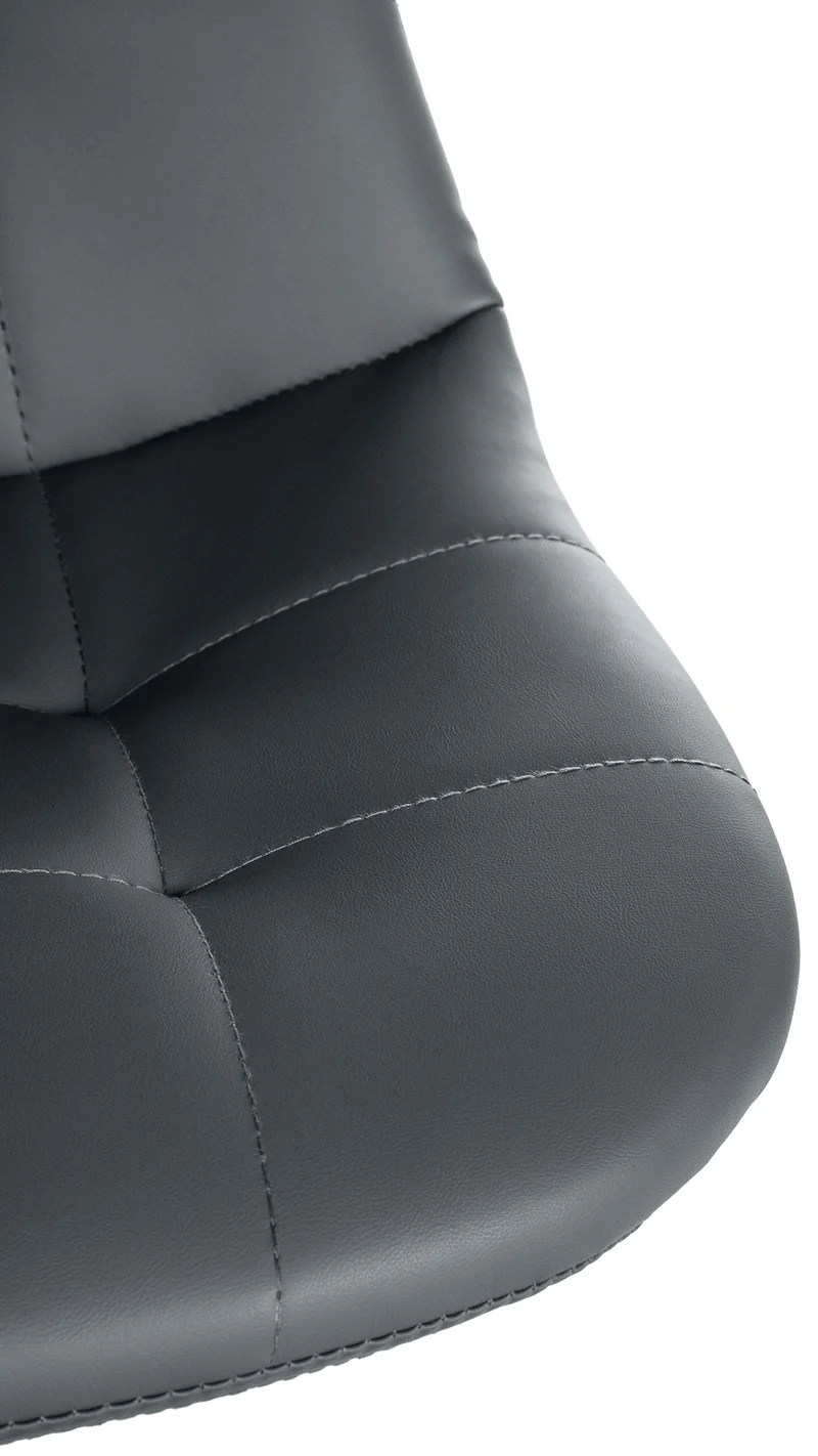 Tabouret de bar x1 avec repose-pieds hauteur réglable pivotant assise en PVC gris cadre métallique chromé 10_0004823