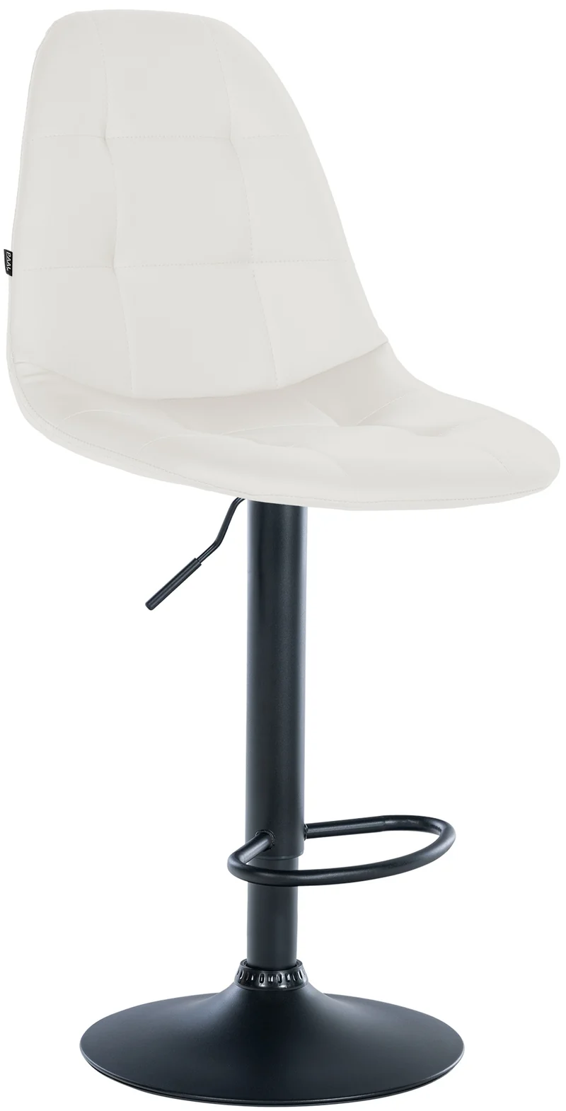 Tabouret de bar x1 avec repose-pieds hauteur réglable pivotant assise en PVC blanc cadre métallique noir 10_0004819
