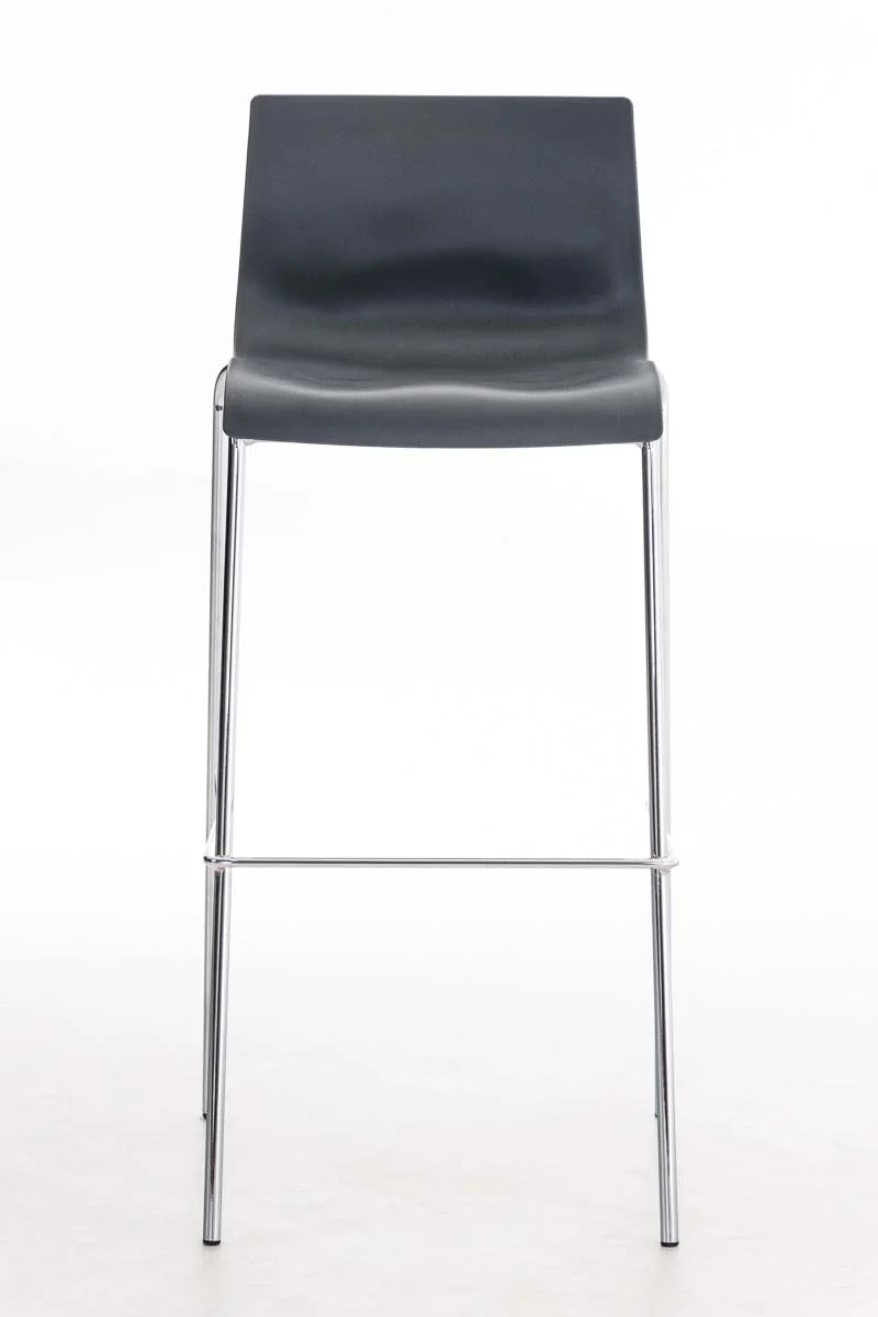 Tabouret de bar avec repose-pieds pivotant dossier incurvé en plastique gris et 4 pieds en métal chromé 10_0004940
