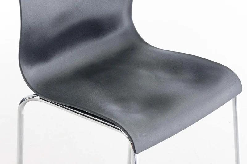 Tabouret de bar avec repose-pieds pivotant dossier incurvé en plastique gris et 4 pieds en métal chromé 10_0004940