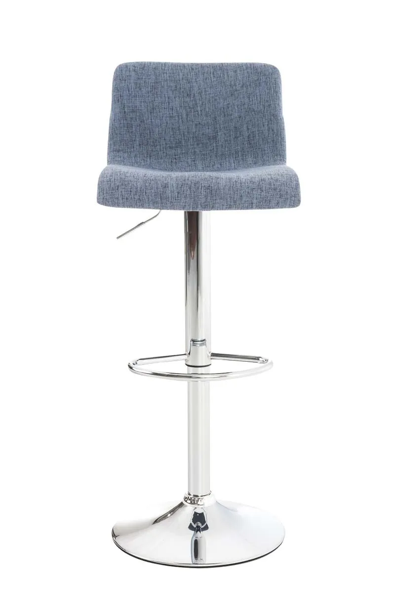Tabouret de bar avec repose-pieds pivotant dossier incurvé en tissu bleu et métal chromé 10_0004964