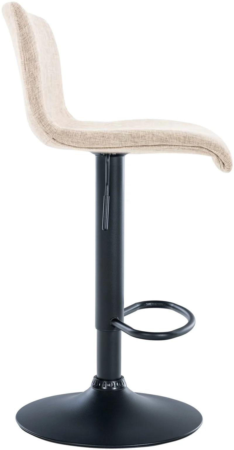Tabouret de bar avec repose-pieds pivotant dossier incurvé en tissu crème et métal noir 10_0004960