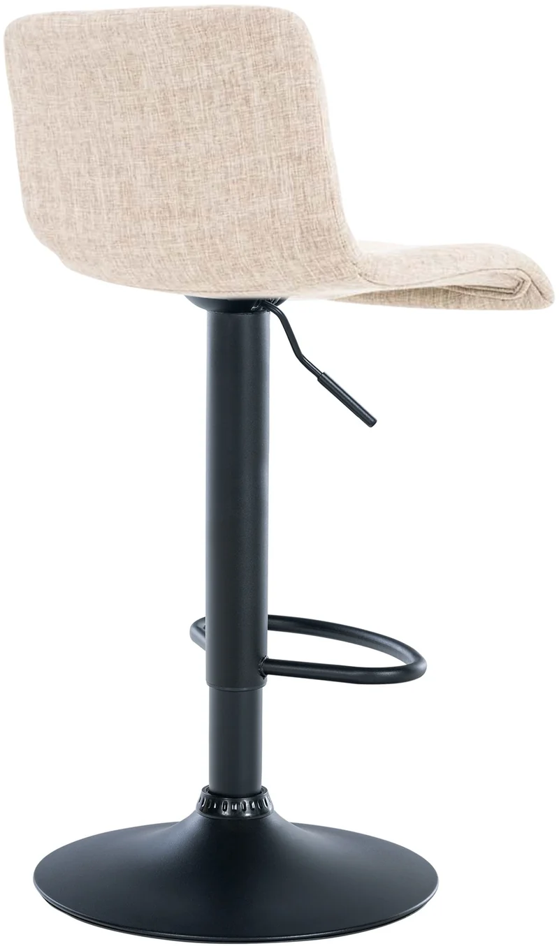 Tabouret de bar avec repose-pieds pivotant dossier incurvé en tissu crème et métal noir 10_0004960