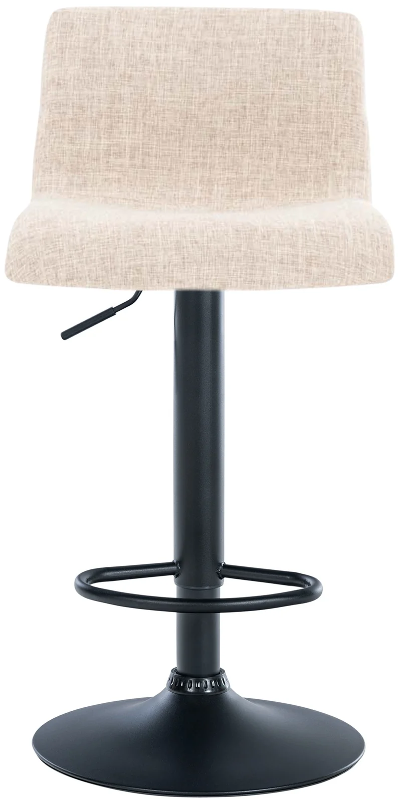 Tabouret de bar avec repose-pieds pivotant dossier incurvé en tissu crème et métal noir 10_0004960