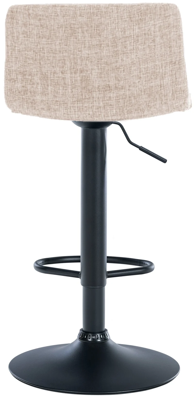 Tabouret de bar avec repose-pieds pivotant dossier incurvé en tissu crème et métal noir 10_0004960