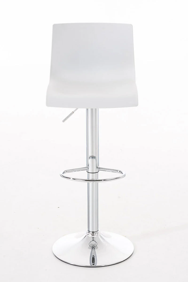 Tabouret de bar avec repose-pieds pivotant dossier incurvé en plastique blanc et métal chromé 10_0004936