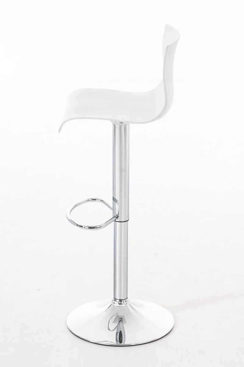 Tabouret de bar avec repose-pieds pivotant dossier incurvé en plastique blanc et métal chromé 10_0004936