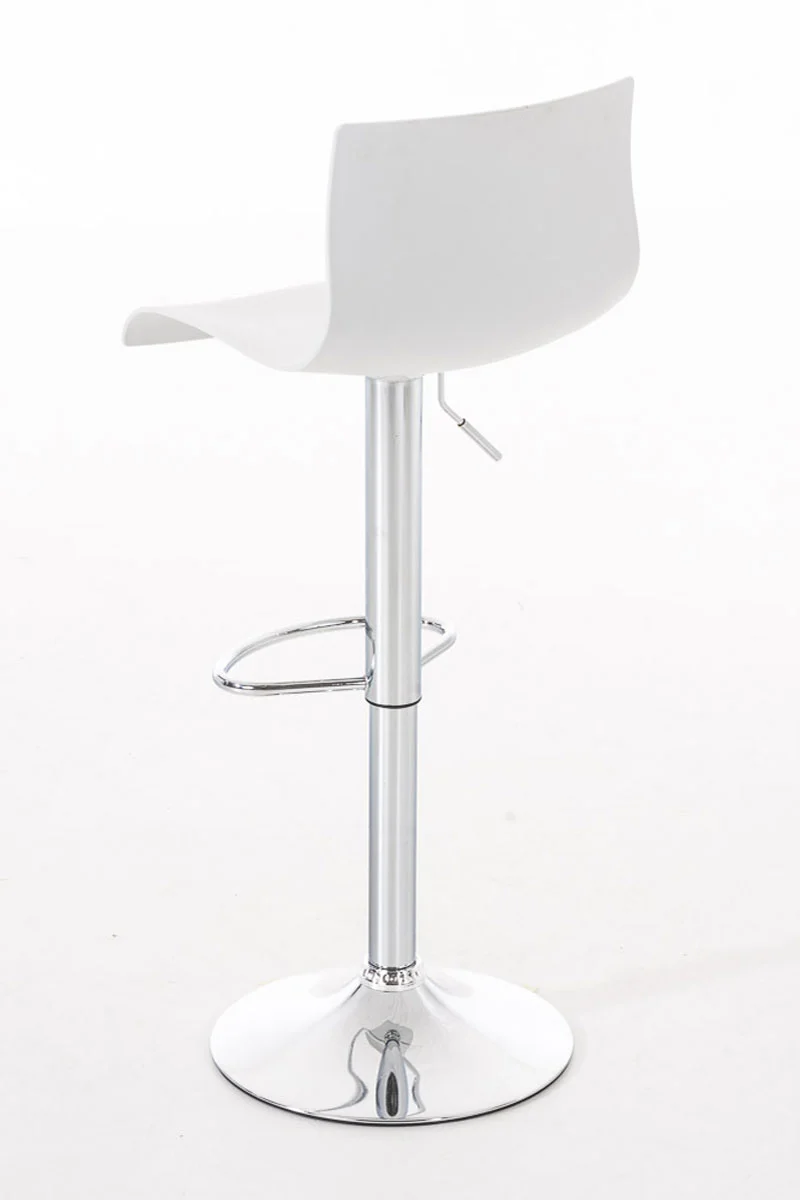 Tabouret de bar avec repose-pieds pivotant dossier incurvé en plastique blanc et métal chromé 10_0004936