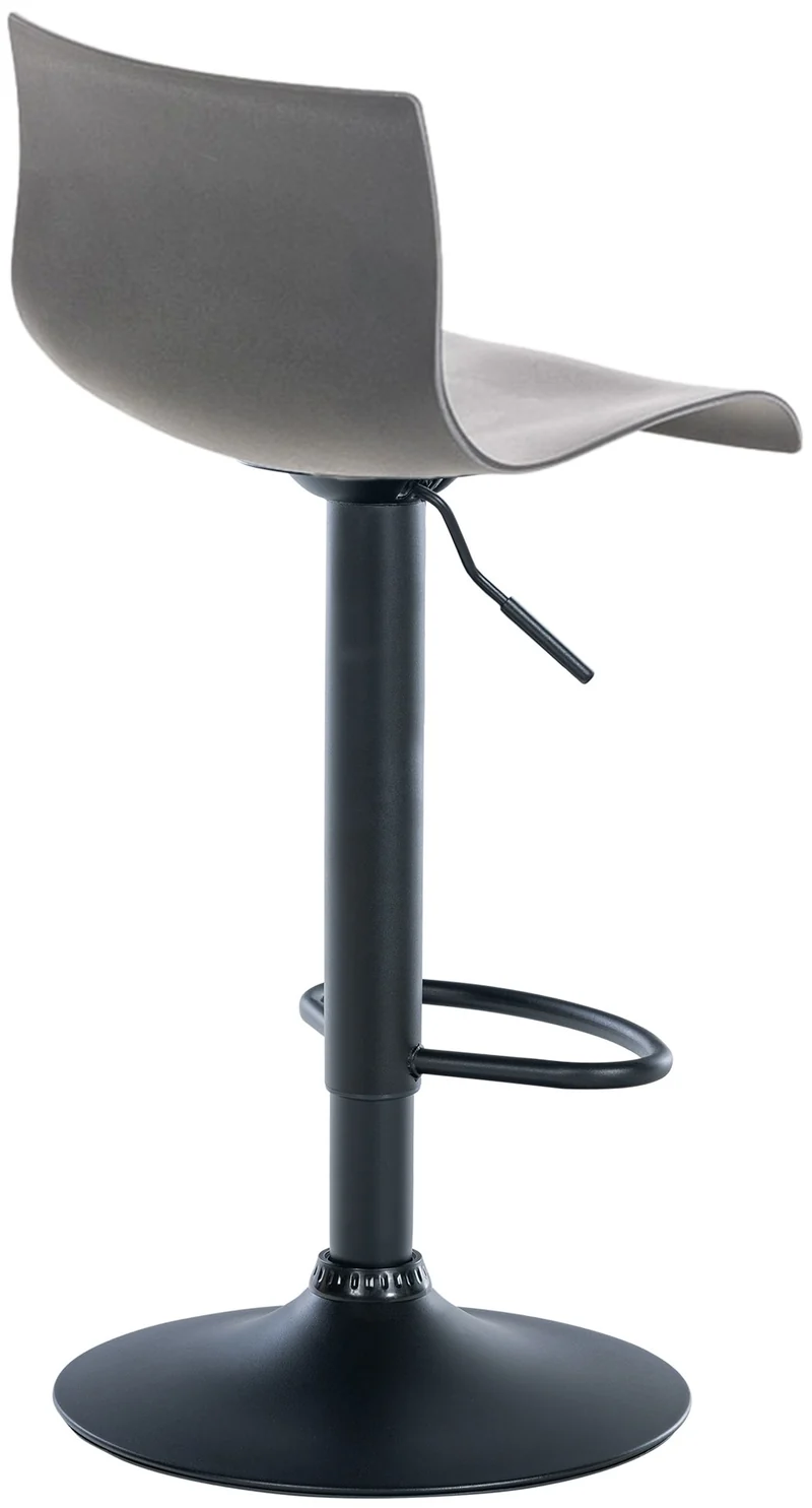 Tabouret de bar avec repose-pieds pivotant dossier incurvé en plastique gris et métal noir 10_0004934