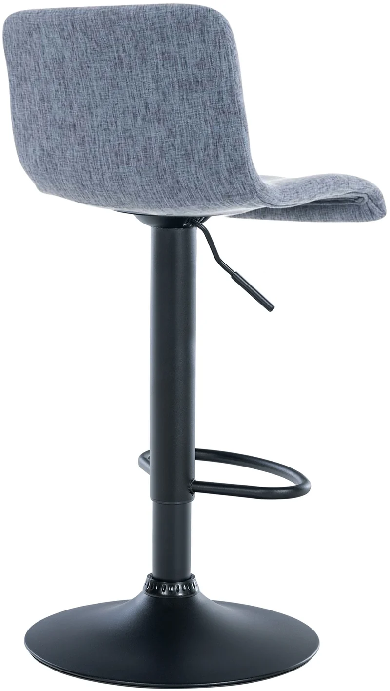 Tabouret de bar avec repose-pieds pivotant dossier incurvé en tissu bleu et métal noir 10_0004958