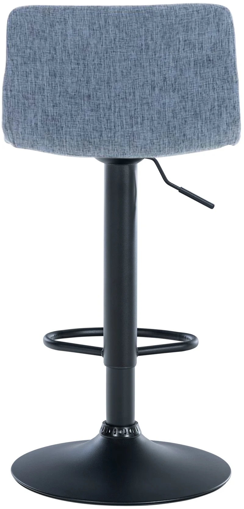 Tabouret de bar avec repose-pieds pivotant dossier incurvé en tissu bleu et métal noir 10_0004958