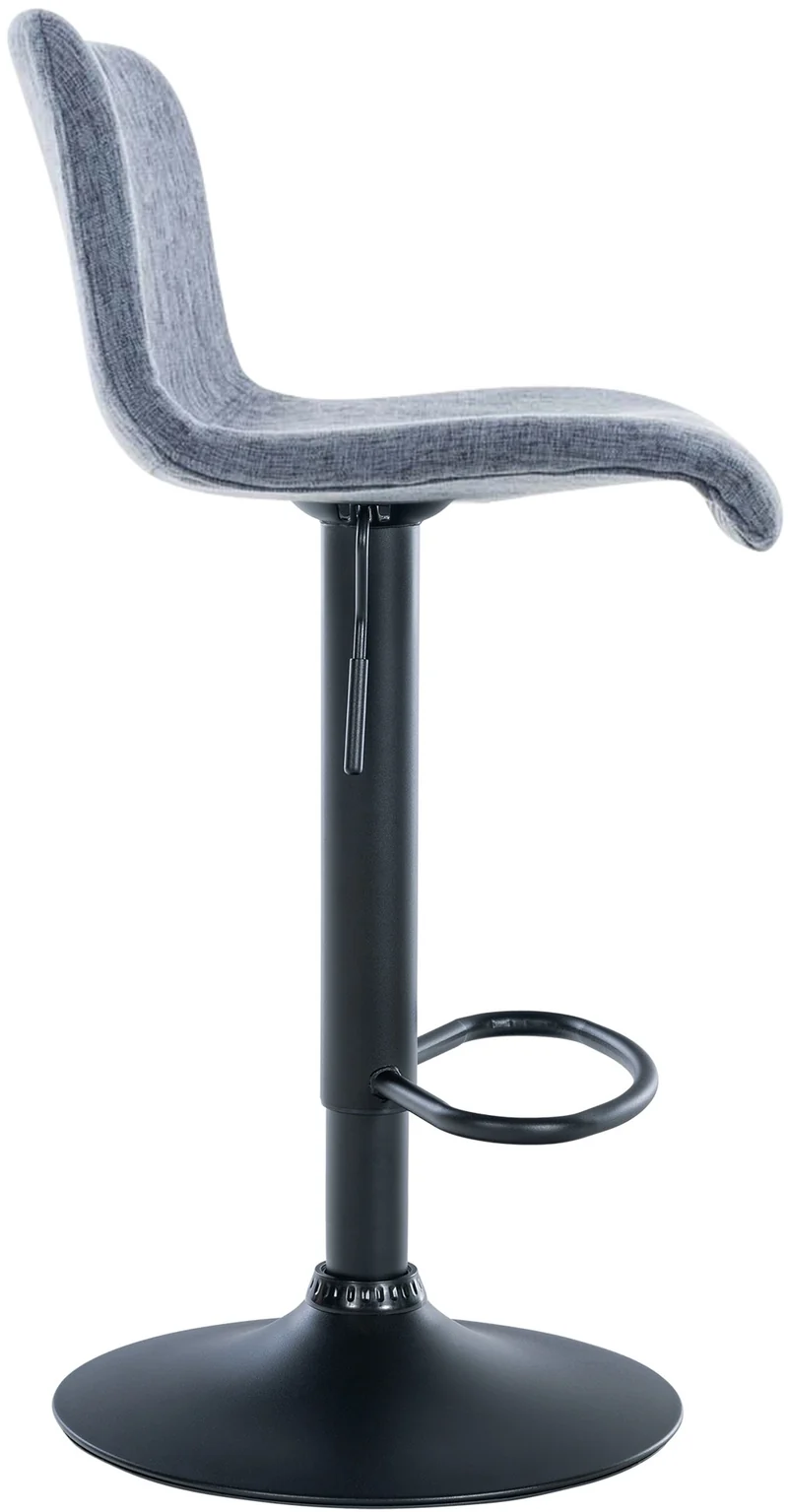 Tabouret de bar avec repose-pieds pivotant dossier incurvé en tissu bleu et métal noir 10_0004958