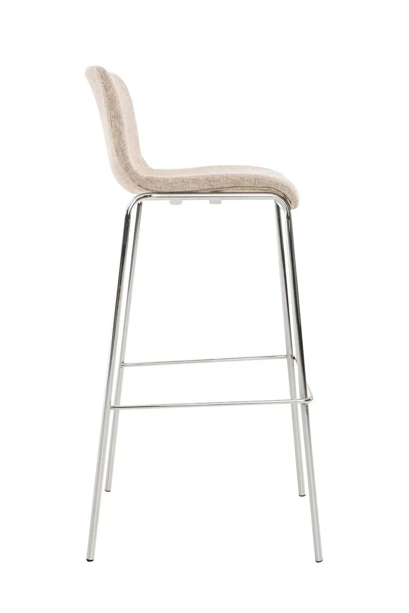Lot de 2 tabourets de bar avec repose-pieds dossier incurvé en tissu crème et 4 pieds en métal chromé 10_0004193