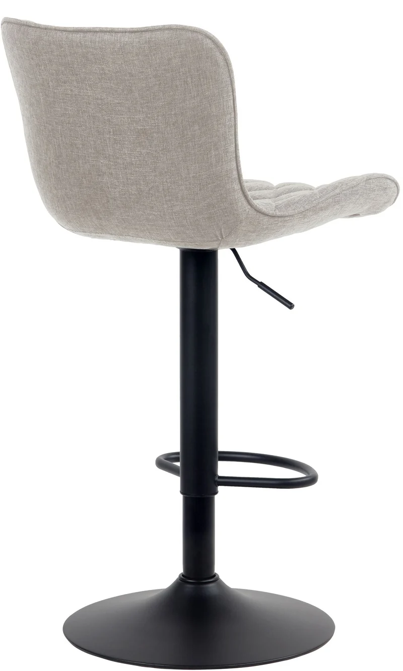 Lot de 2 tabourets de bar coutures décoratives pied trompette hauteur réglable en métal noir assise en tissu taupe 10_0004139