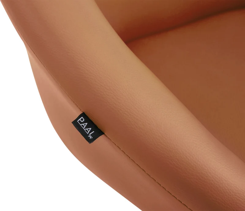 Tabouret de bar assise pivotante à 360° hauteur réglable en PVC marron clair piètement en métal noir 10_0004767