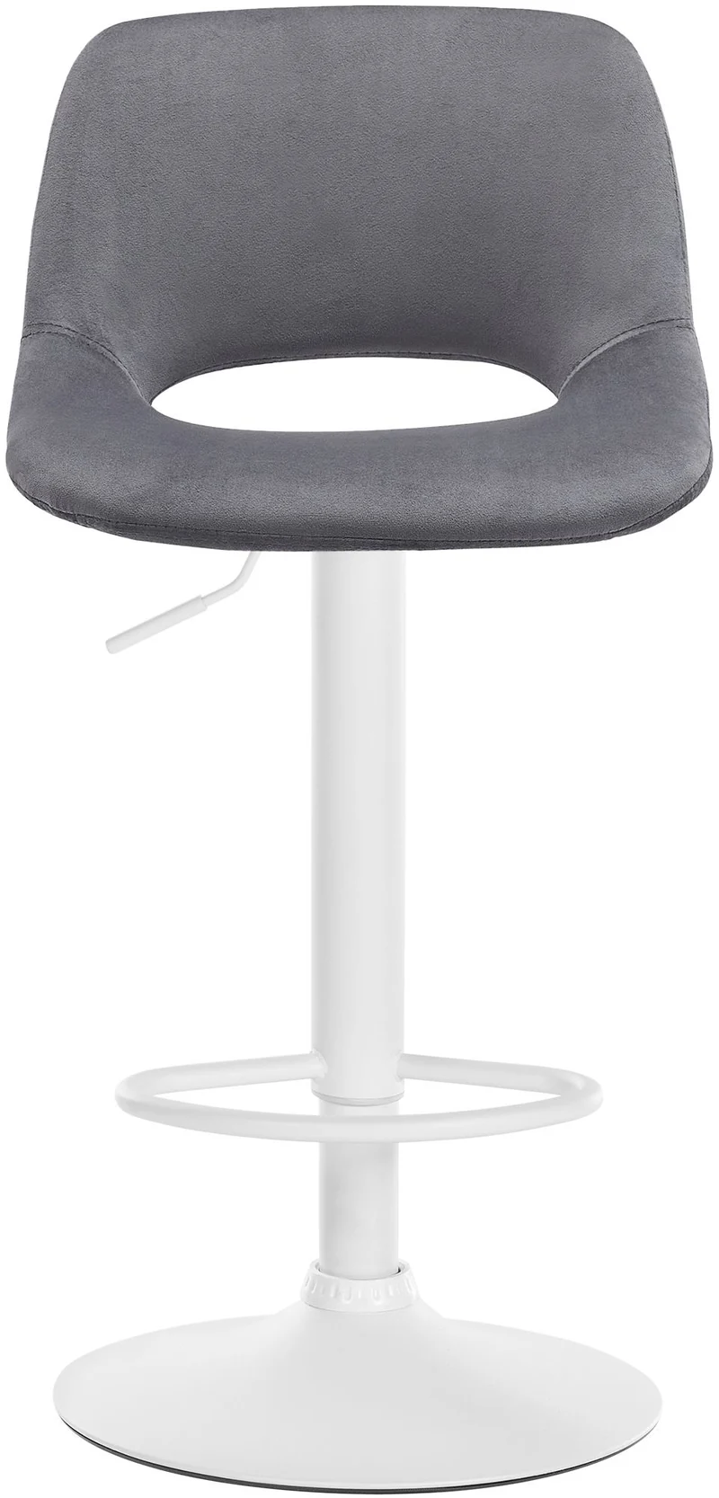 Tabourets de bar chaises haute x2 avec repose-pieds en velours gris foncé piètement métallique blanc 10_0004091