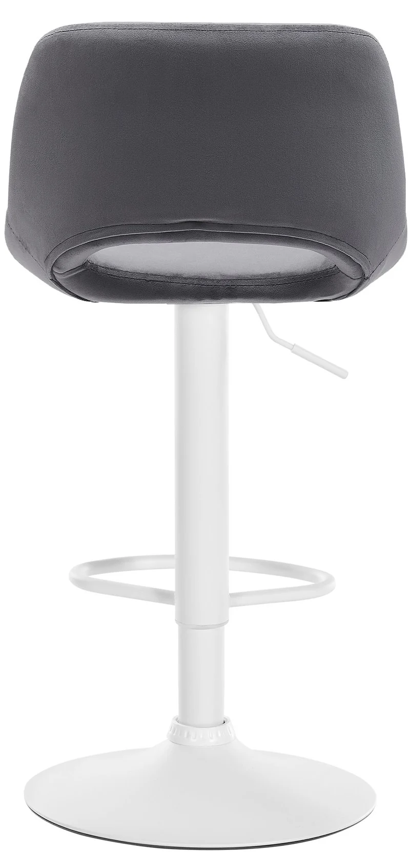 Tabourets de bar chaises haute x2 avec repose-pieds en velours gris foncé piètement métallique blanc 10_0004091