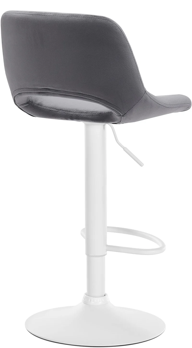 Tabourets de bar chaises haute x2 avec repose-pieds en velours gris foncé piètement métallique blanc 10_0004091