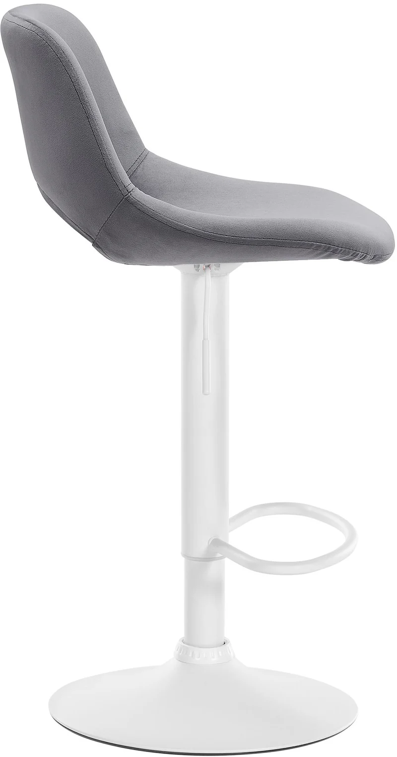 Tabourets de bar chaises haute x2 avec repose-pieds en velours gris foncé piètement métallique blanc 10_0004091