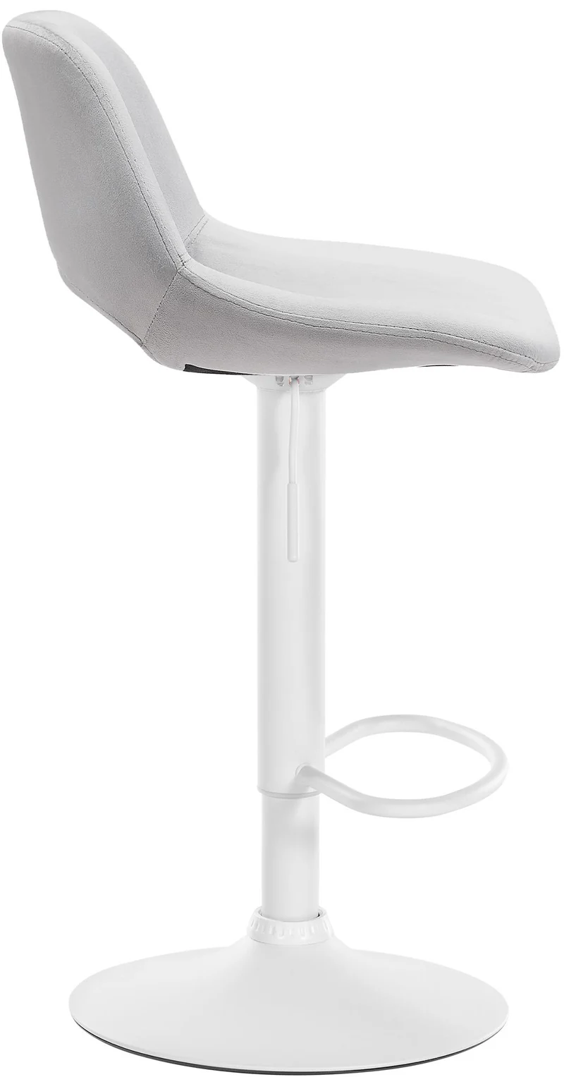 Tabourets de bar chaises haute x2 avec repose-pieds en velours gris clair piètement métallique blanc 10_0004089