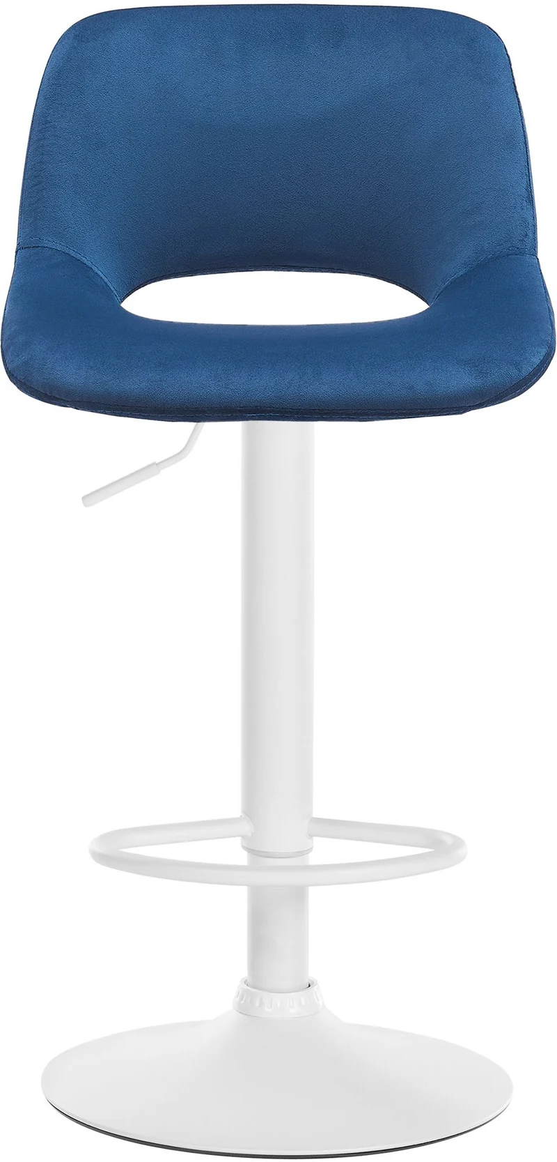 Tabourets de bar chaises haute x2 avec repose-pieds en velours bleu piètement métallique blanc 10_0004087